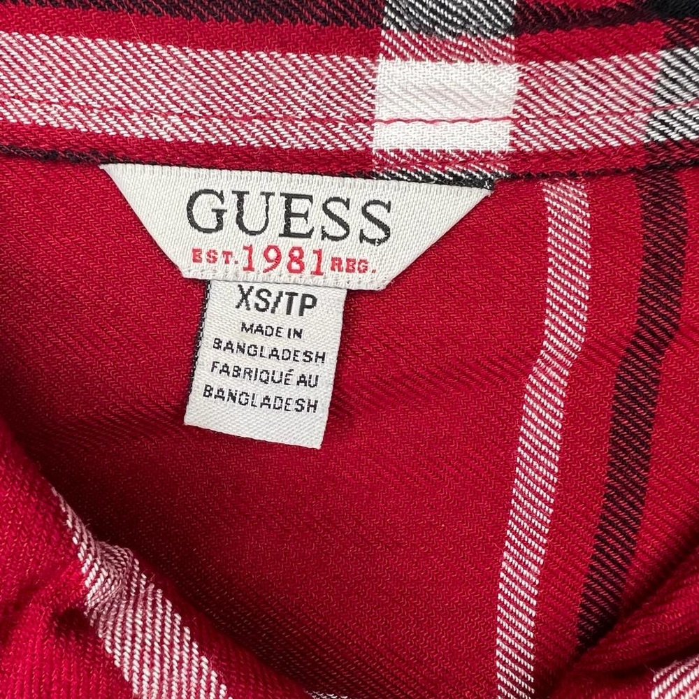 GUESS Plaid Button Up Long Sleeve Button Pockets at Chest Shirt‎ Viscose Size XS - Picture 3 of 13